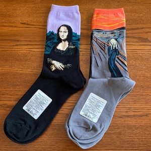 Hot Sox Mona Lisa DaVinci & The Scream Munch Cotton Socks Set